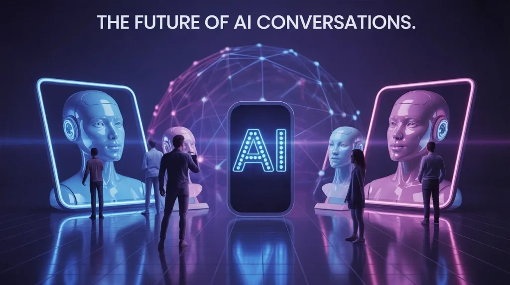 Futuristic AI conversation concept