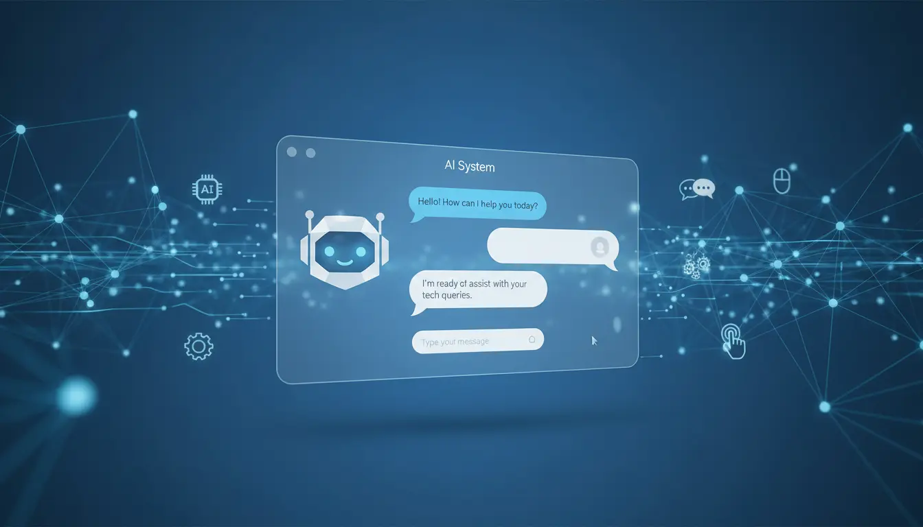 Illustration of Janitor AI system interface showing AI chatbot workflow and digital interaction