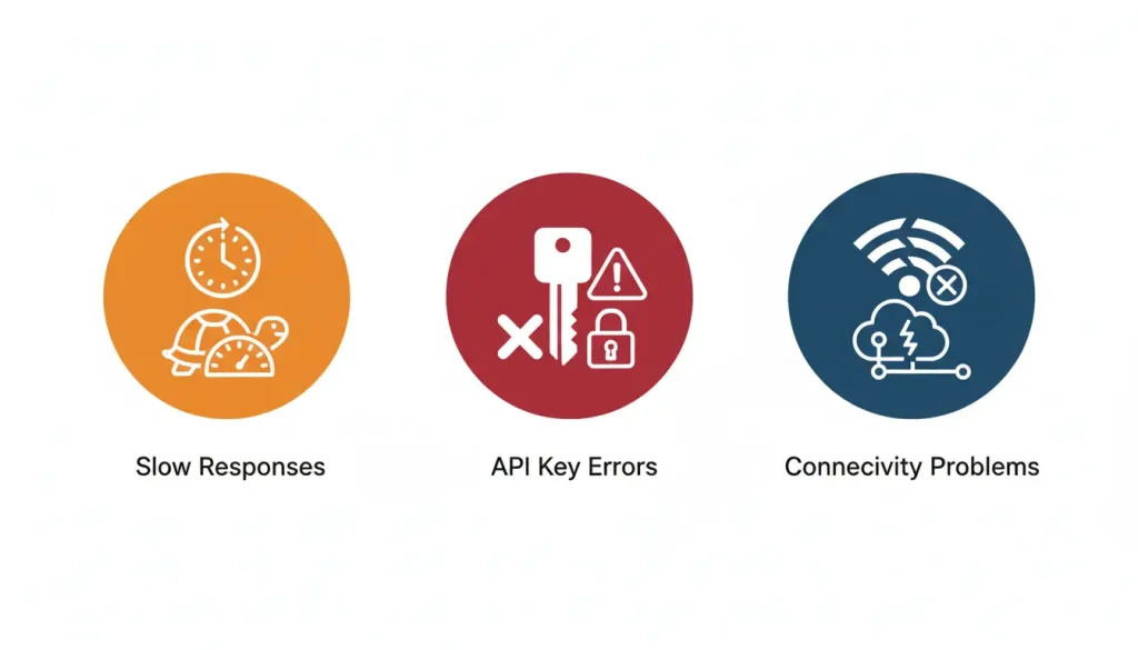 How the Janitor AI System Works | Simple Beginner Guide 5 Icons representing AI system troubleshooting steps