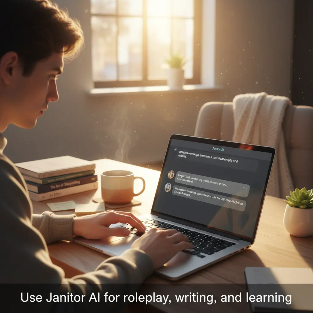 User interacting with Janitor AI for creative tasks