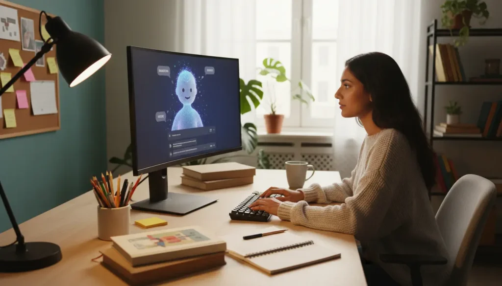 How the Janitor AI System Works | Simple Beginner Guide 6 User engaging with AI system for creative writing and learning